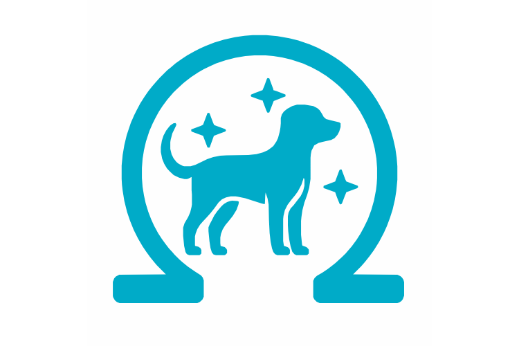 Omega icon with sparking dog image