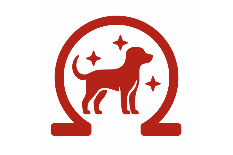Omega icon with sparking dog image